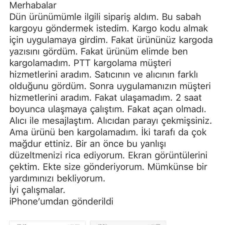 Yanlış Kargo Kodu Nedeniyle Alıcı Mağdur Oldu, Destek Alamadım