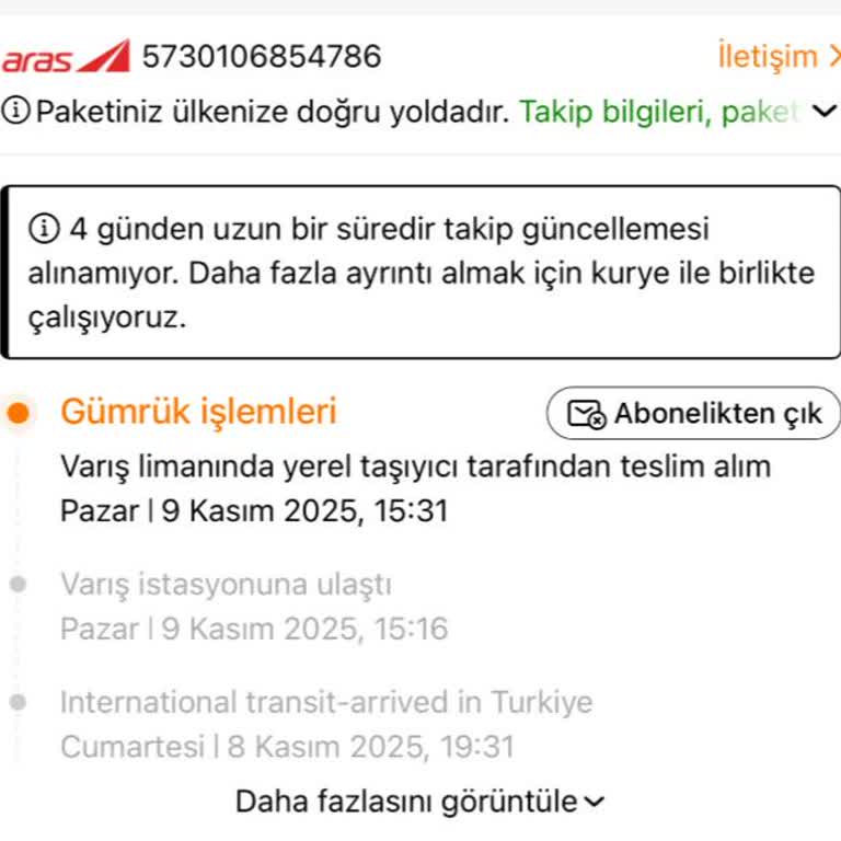 Aras Kargo'da Ürünümün Takibi Yapılamıyor, Bilgiye Ulaşamıyorum