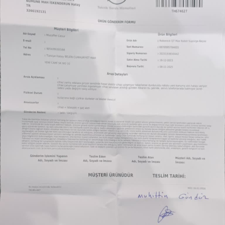 Roborock Qrevo Süpürgede Sürekli Arıza Ve Garanti Dışı Ücret Talebi