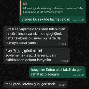 Elbise İadesi Yapılmadı, Dekont Da Gönderilmiyor