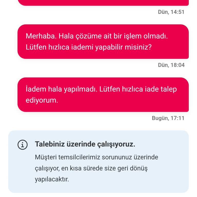 İptal Edilen Siparişin Ücreti Günlerdir İade Edilmedi