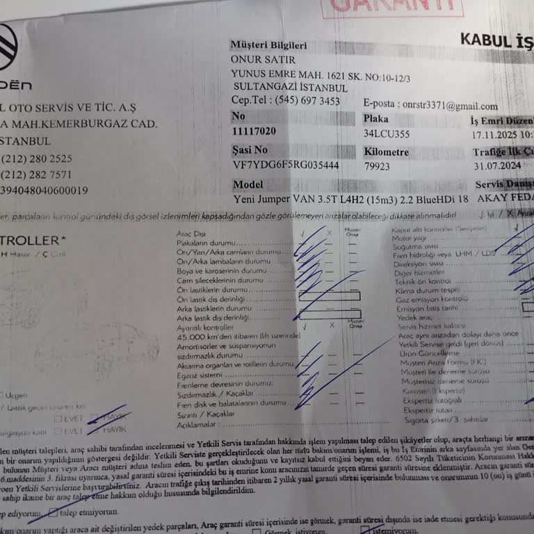 Citroen Jumper Garanti Kapsamındaki Parça Değişimlerinde Sürekli Sorun Yaşıyorum