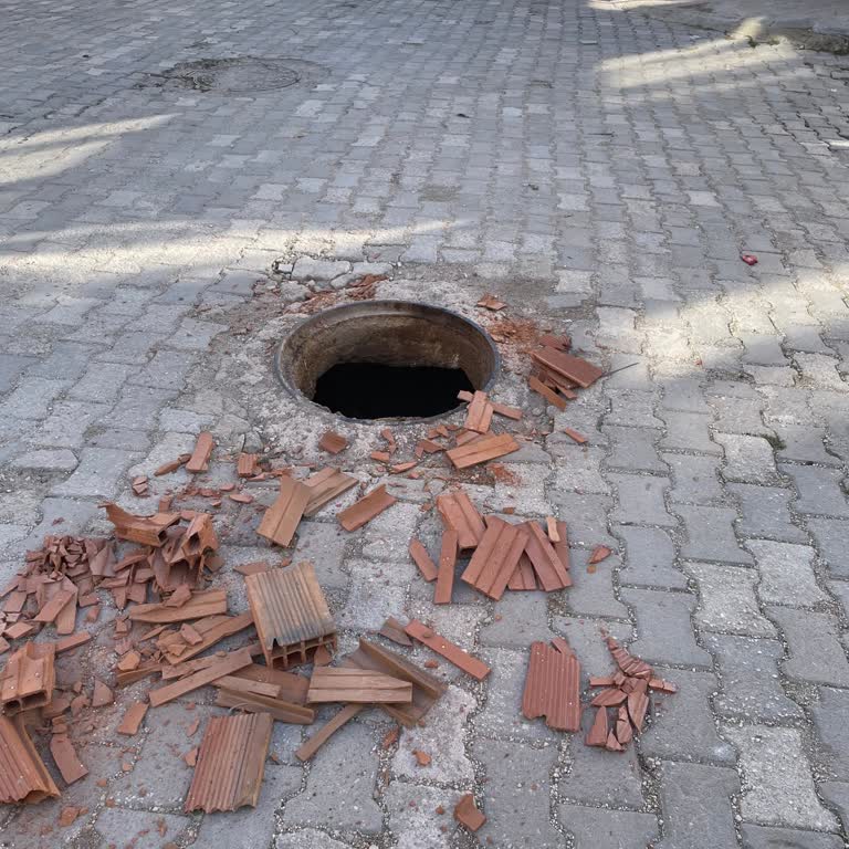 Açık Rögar Kapağı Çocuklar Ve Araçlar İçin Büyük Tehlike Oluşturuyor