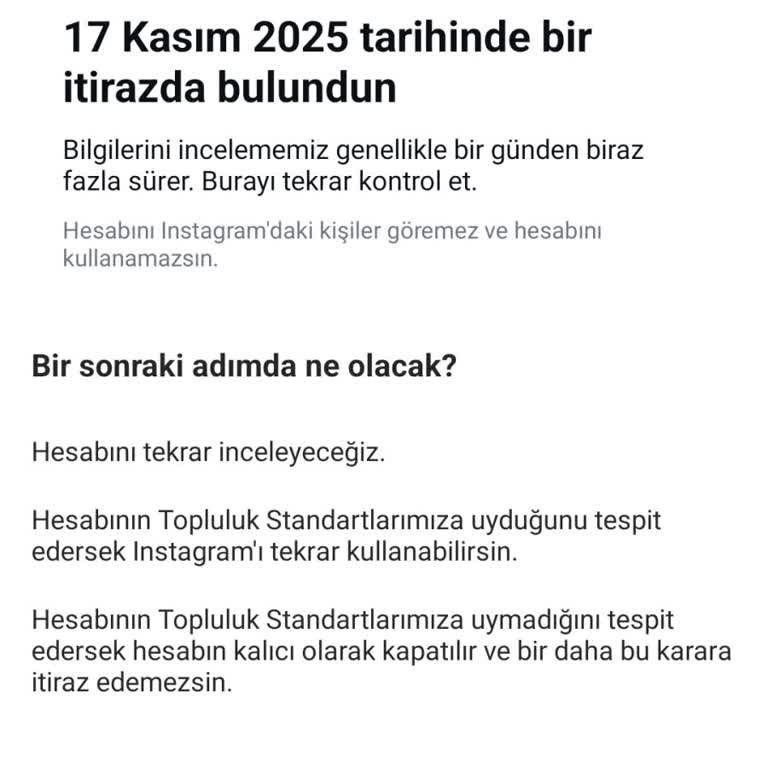 Haksız Yere Kapatılan Instagram Hesabımın Açılması Talebi