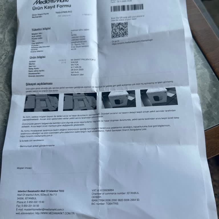 Satın Aldığım Projeksiyon Cihazı Arızalı Çıktı, Sorunum Çözülmüyor
