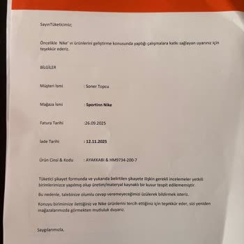 Yeni Alınan Nike Ayakkabının Kısa Sürede Açılması Ve İade Sürecinde Yaşanan Mağduriyet