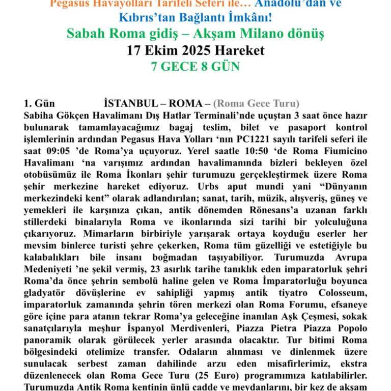İtalya Turunda Rehberlik Ve Organizasyon Eksikliği Nedeniyle Yaşanan Mağduriyet