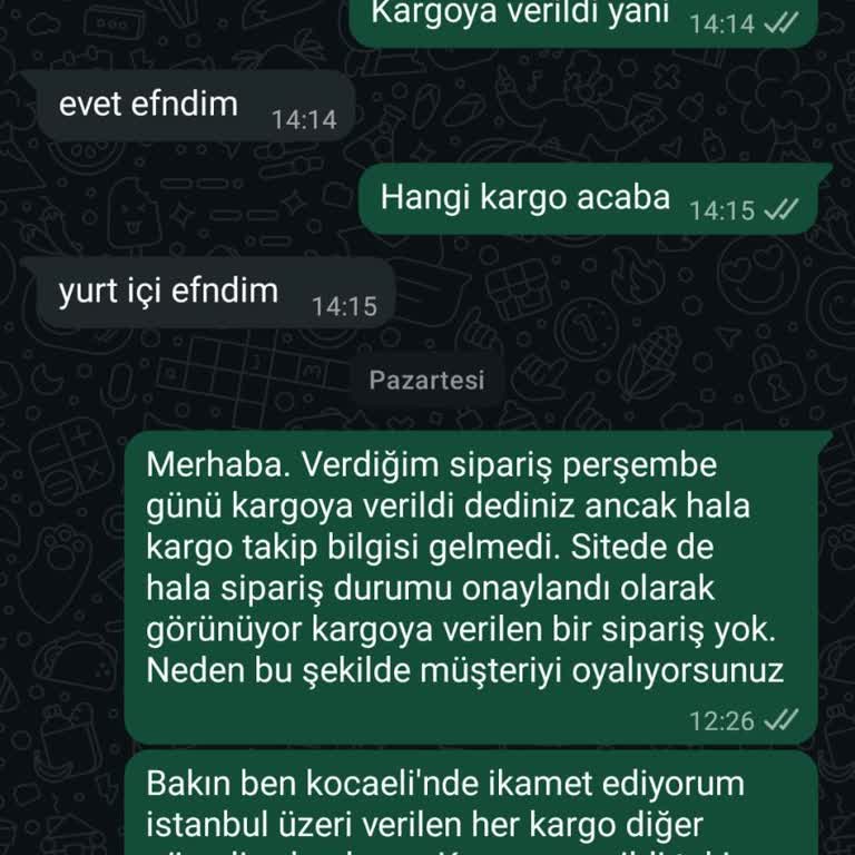 Siparişimin Teslim Edilmemesi Ve Sürekli Oyalayıcı Yanıtlar