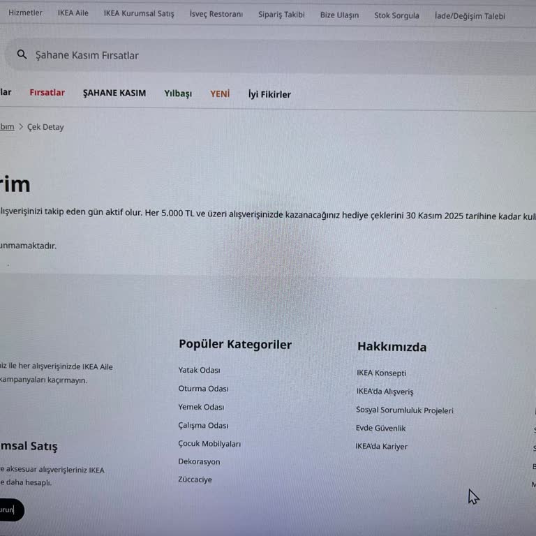 IKEA Hediye Çekiminin Sistemde Görünmemesi Ve Sorunun Çözülememesi
