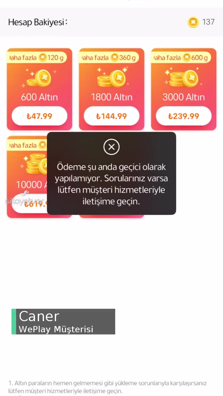 Weplay Altın Para Alamıyorum videonun kapak resmi