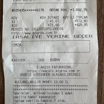 Migros Alışverişimde Eksik Çekiliş Hakkı Verildi