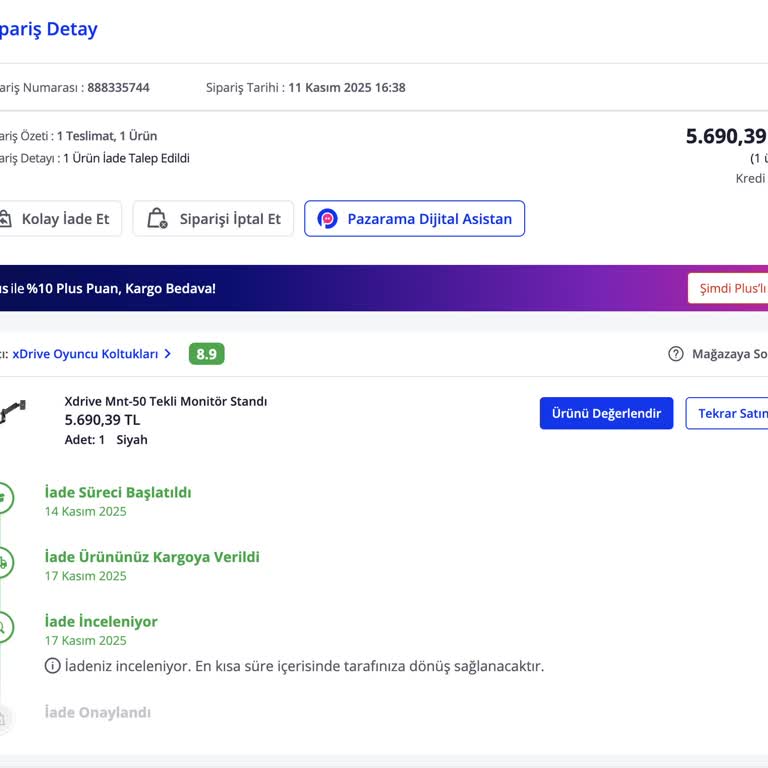 Yanlış Ürün, İade Sürecinde Gecikme Ve Pazarama'nın İlgisizliği Mağdur Etti