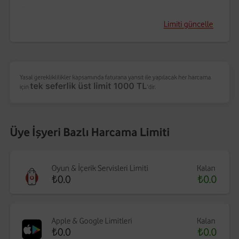 Faturalı Hatta Mobil Ödeme Limiti Sıfırlandı, İşlem Yapılamıyor