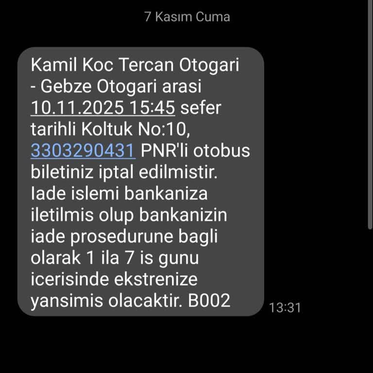 İptal Edilen Biletin İadesi Yapılmadı Mağduriyet Yaşıyorum