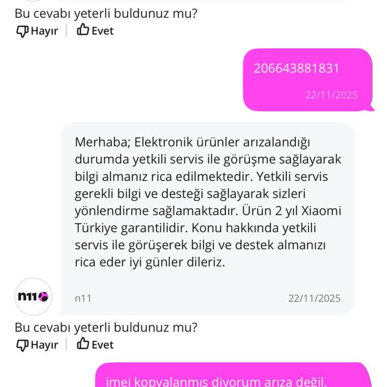 N11'den Alınan Telefonun IMEI Sorunu Çözülmüyor, Hattım Kapanma Riskiyle Karşı Karşıya