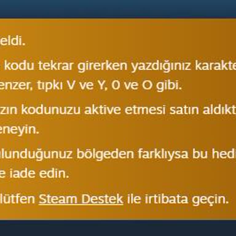 Satın Aldığım Steam Cüzdan Kodu Geçersiz Çıktı