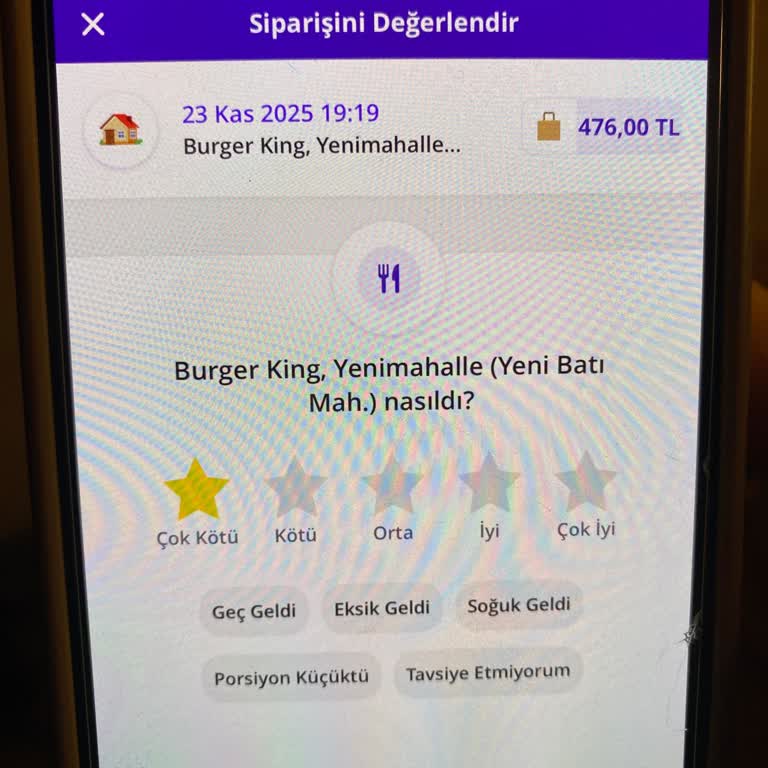 Ankara Yenimahalle Burger King Şubesinde Sürekli Sipariş Ve Hizmet Sorunları