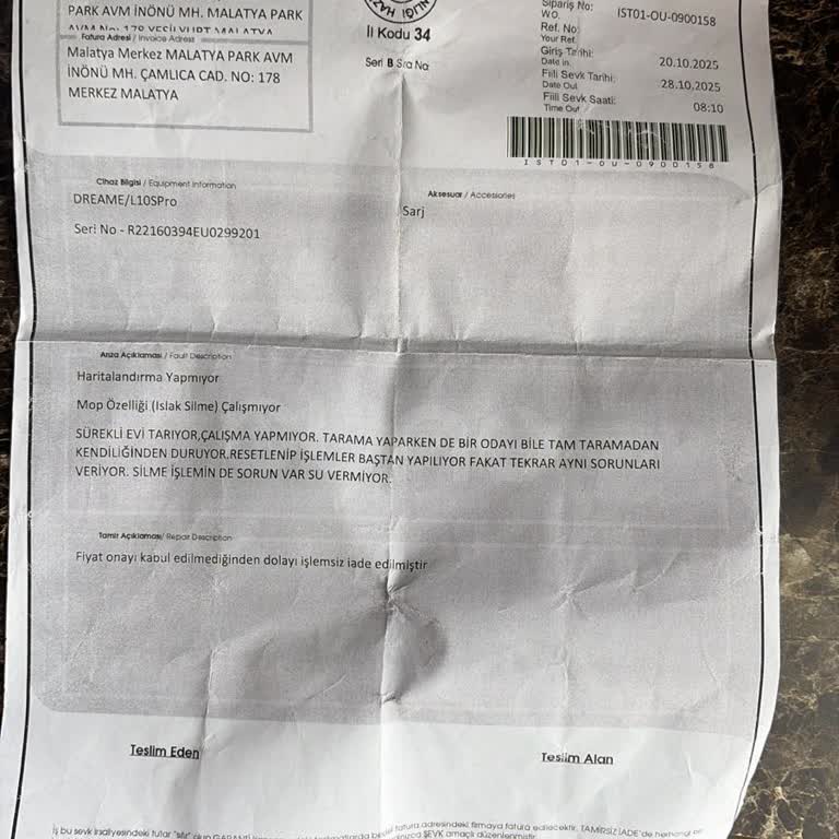 Garanti Kapsamındaki Robot Süpürge İçin Tekrar Tekrar Ücret Talebi
