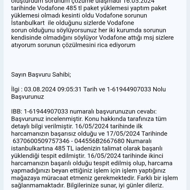 İstanbulkart İle Yapılan Paket Alımında İade Sorunu