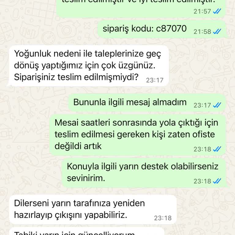 Teslim Edilmeyen Sipariş Ve Sürekli Yaşanan Gecikme Sorunu