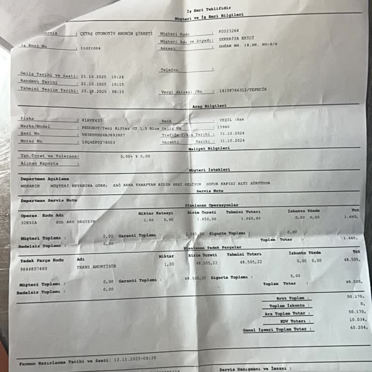 Peugeot Rifter Şanzıman Sorunu Aylarca Çözülemedi