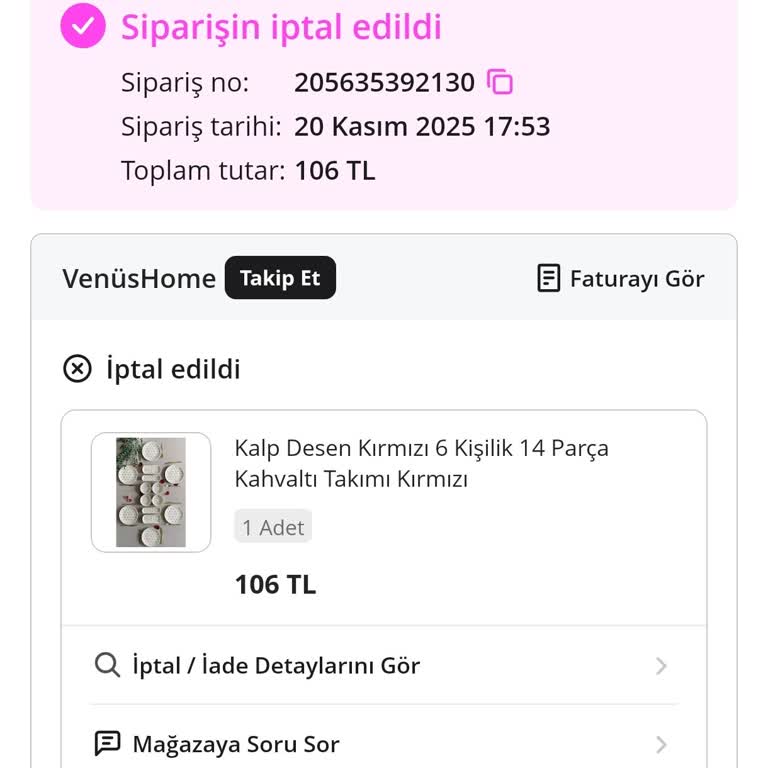 Onaylanan Siparişim Fiyat Hatası Gerekçesiyle Tek Taraflı İptal Edildi