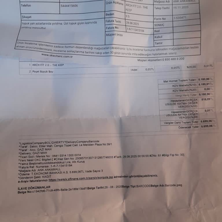 Skechers Ayakkabıda Kısa Sürede Yırtılma Ve Kullanıcı Hatası Cevabı