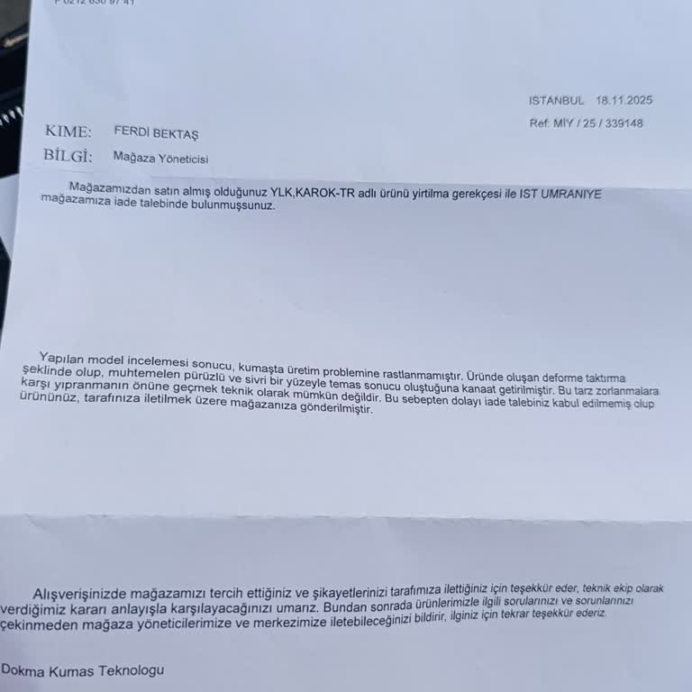 Kısa Sürede Hasar Gören Şişme Yelekte Sorumluluk Kabul Edilmedi