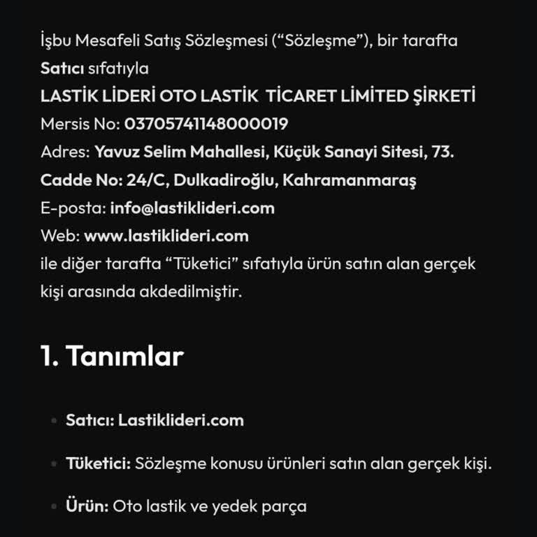 Lastiklideri.com Güven Vermeyen Site, İletişimsizlik Ve İade Sorunu