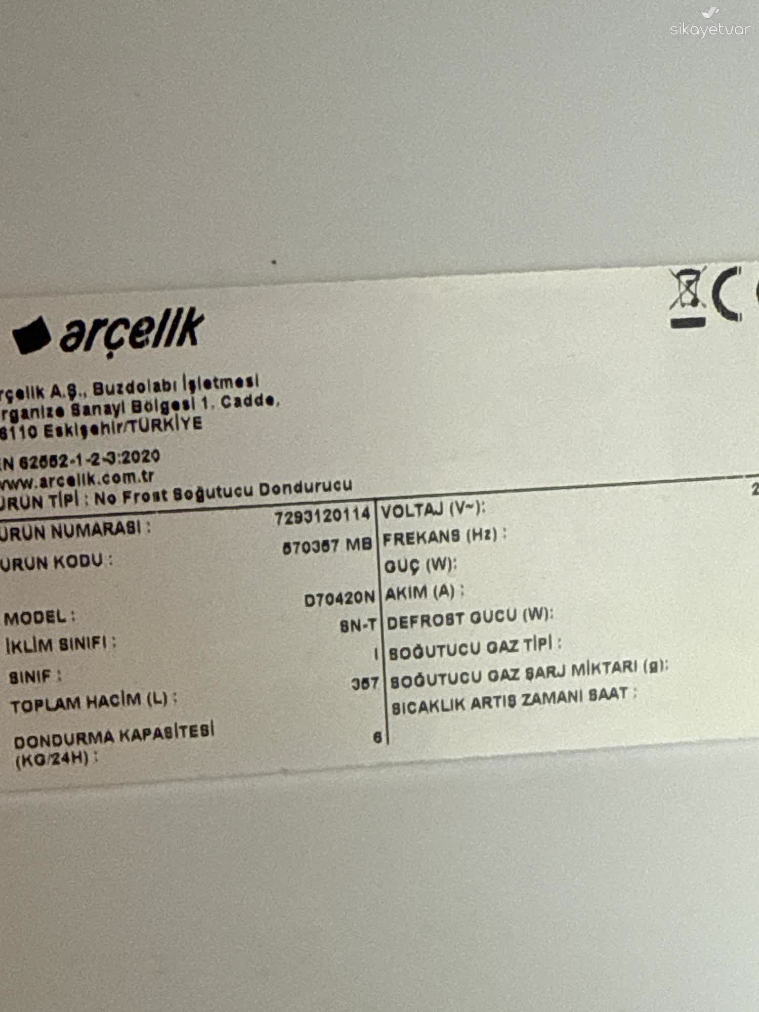 Arçelik Sıfır Buzdolabında Kötü Koku Ve Arızalara Rağmen Değişim
