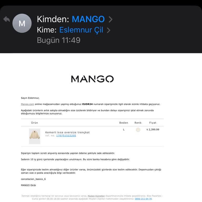 Siparişim Hazırlanırken İptal Edildi, Mağduriyetimin Giderilmesini Talep Ediyorum