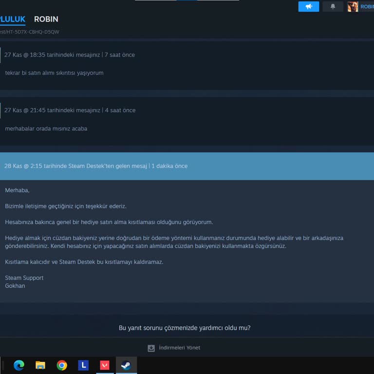 Steam Hesabımda Haksız Hediye Satın Alma Kısıtlaması Uygulandı