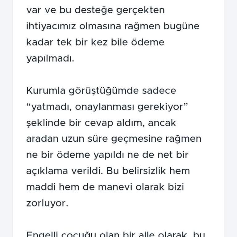 Engelli Çocuğum İçin Üç Yıldır Alamadığım Sen Oku Desteği Mağduriyeti