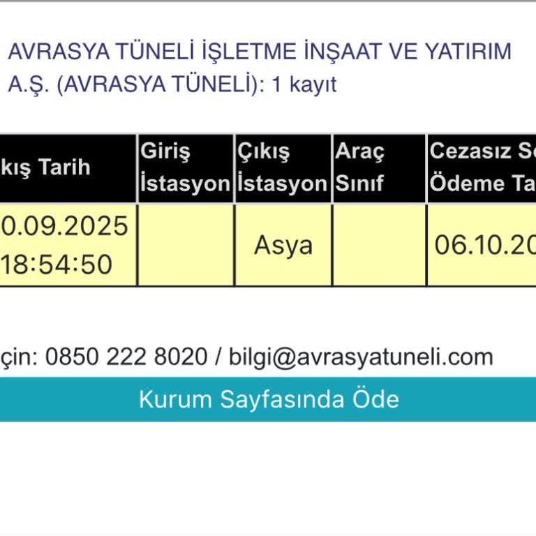 Avrasya Tüneli Tek Geçişe Uygulanan Orantısız Gecikme Faizine İtiraz