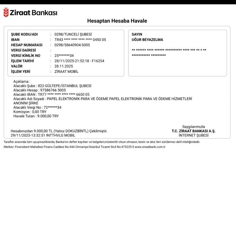 Havale Tutarım Papel Hesabıma Geçmedi, Mağduriyet Yaşıyorum