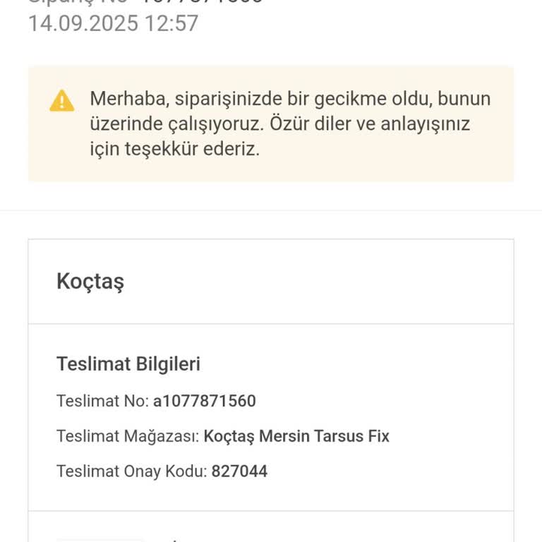 Koçtaş'tan Aldığım Ürün 2,5 Ayda Teslim Edilmedi, Bilgilendirme Yapılmadı