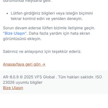 VFS Global'de Randevu Alırken Sürekli Sistem Hatalarıyla Karşılaşıyorum