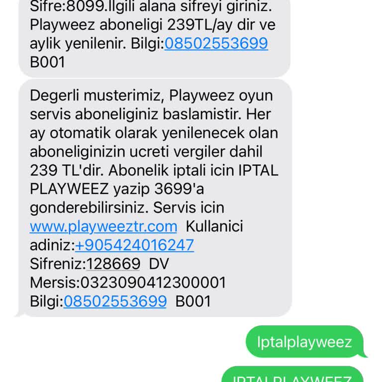 Onayım Olmadan Başlatılan Playweez Mobile Aboneliği Ve 239 TL Ücret Mağduriyeti