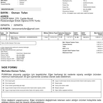 Garanti Sürecinde Cevapsız Kalan Puma Ayakkabı Şikayetim