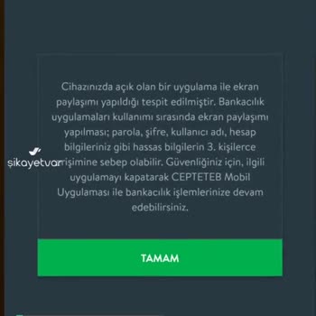Cepte TEB Ekran Paylaşımı Hatası