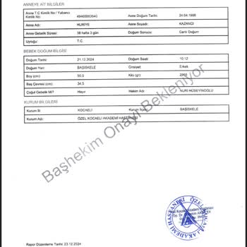 Doğum Ücreti İçin Eksik Fatura Ve Usulsüz İşlem