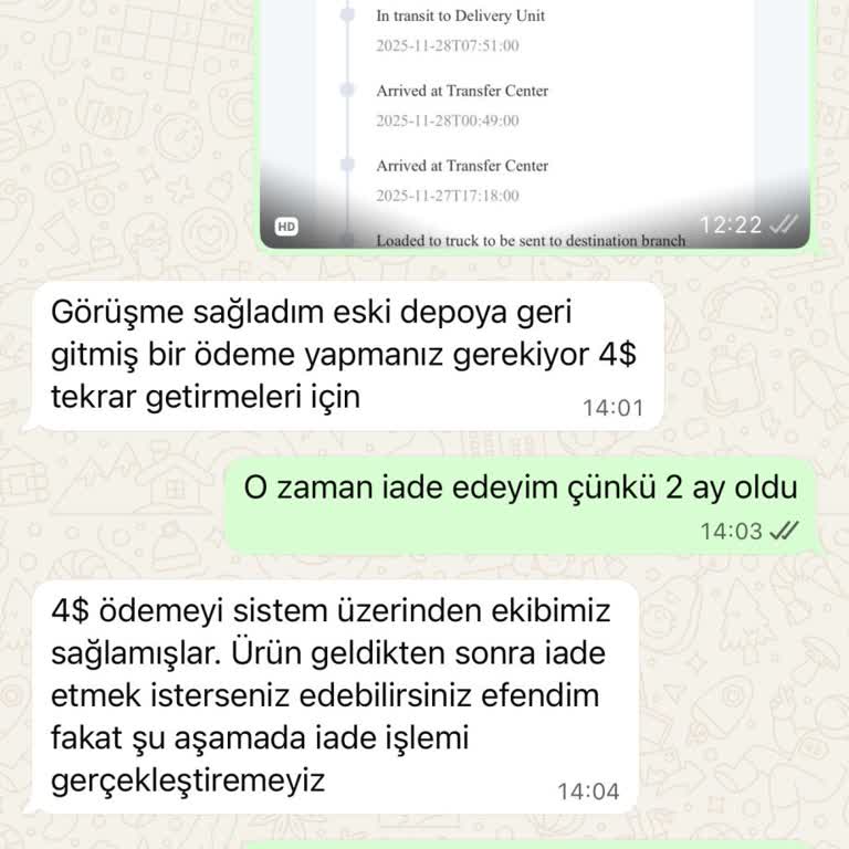 Teslim Edilmeyen Ürün İçin Ücret İadesi Yapılmıyor Ve Ek Kargo Ücreti İsteniyor