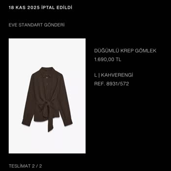 Zara Siparişim İptal Edildi Ücret İadesi Yapılmadı Mağdur Oldum