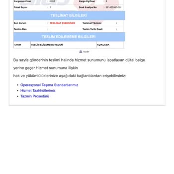 Tunceli Pertek Bölgesinde Aras Kargo Teslimat Gecikmesi Mağduriyeti