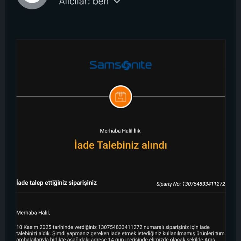Samsonite Para İadem Dört Haftadır Yapılmadı Müşteri Hizmetleri Yanıt Vermiyor