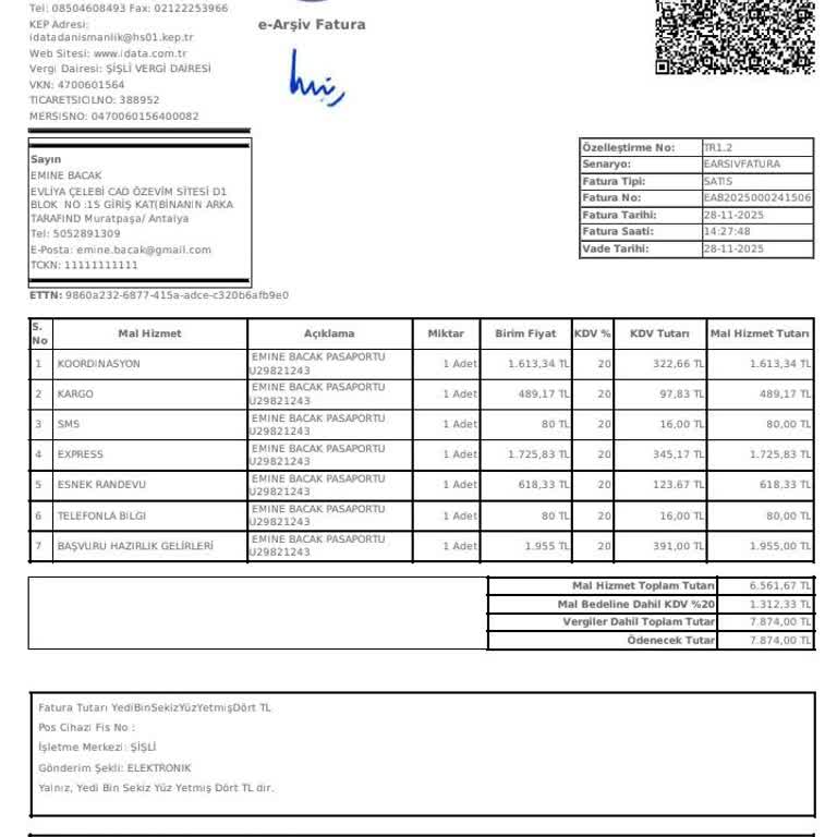 İdata Vize İşleminde Saygısız Ve Aşağılayıcı Muamele, Eksik Hizmet Ve Fatura Sorunu