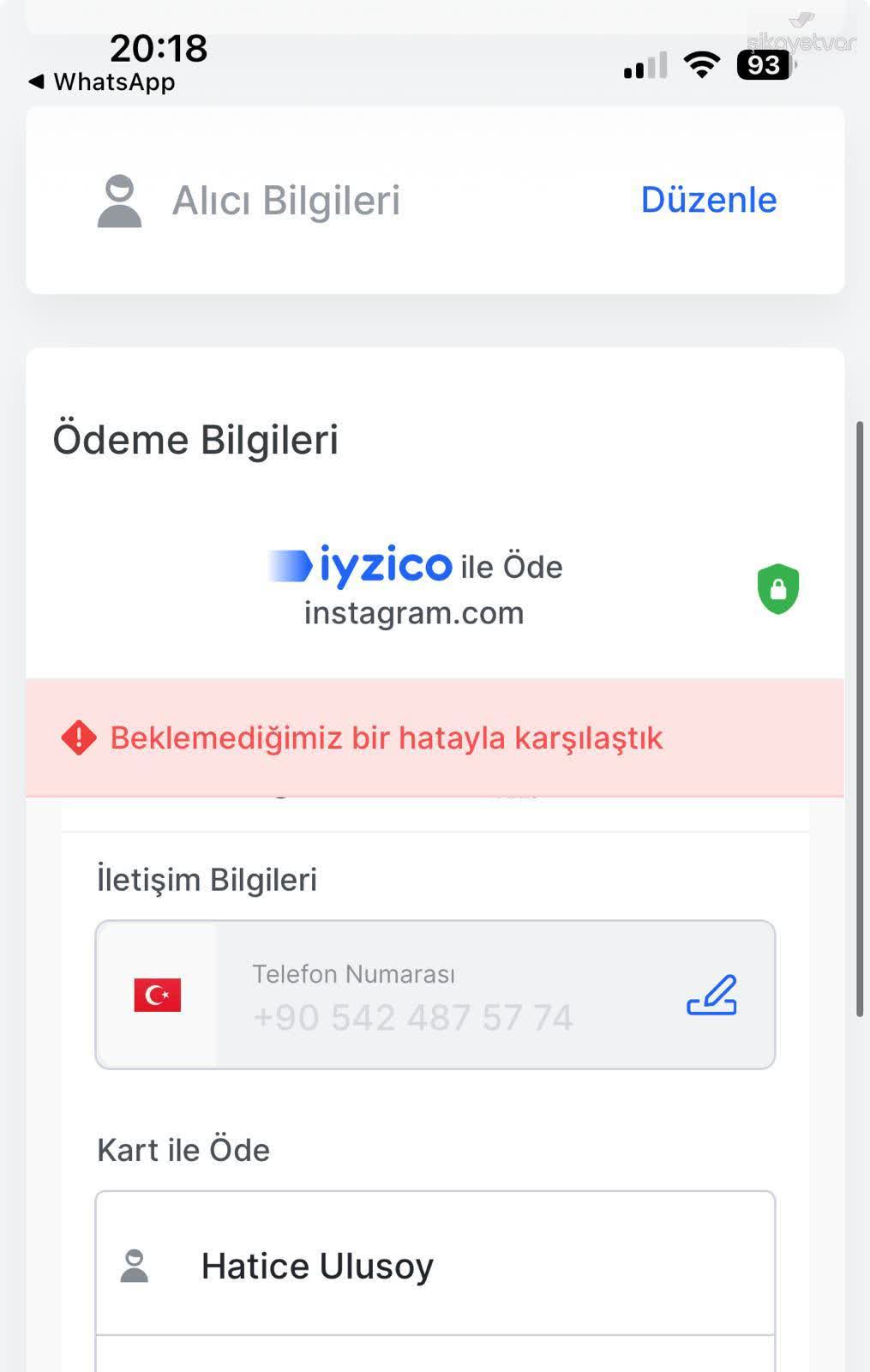 İyzico Link İle Ödeme Sisteminde Süregelen Hata Ve Mağduriyet