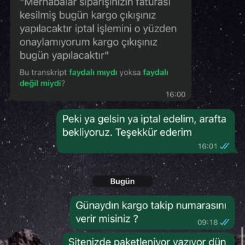 Sipariş İptali Ve Ücret İadesi Talebim Yanıtsız Kaldı, Süreç Şeffaf İlerlemiyor