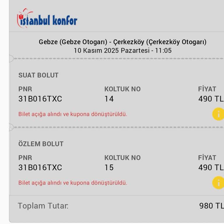 İade Edilmeyen Bilet Ücretim İçin Haftalardır Bekliyorum