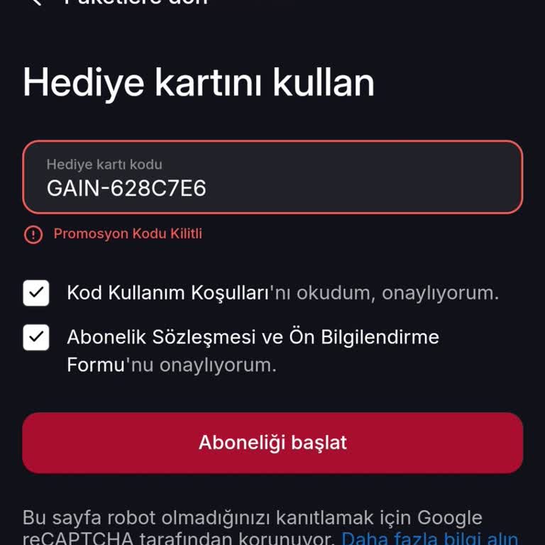 Kazandığım Gain Kodu Kilitli, Kullanamıyorum Ve Destek Alamıyorum